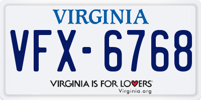 VA license plate VFX6768