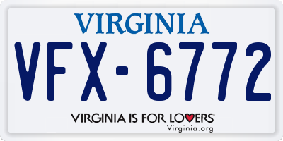 VA license plate VFX6772
