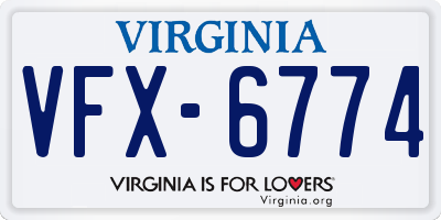 VA license plate VFX6774