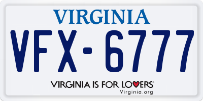 VA license plate VFX6777