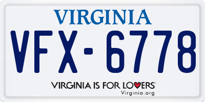 VA license plate VFX6778