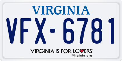 VA license plate VFX6781