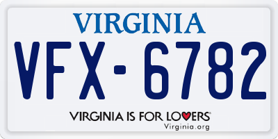 VA license plate VFX6782