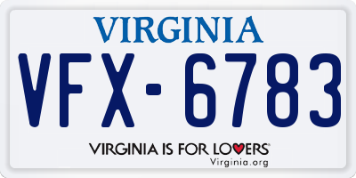 VA license plate VFX6783