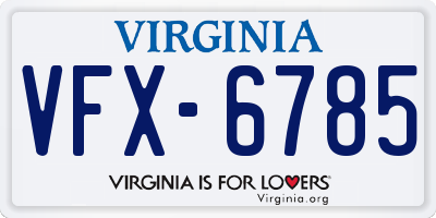 VA license plate VFX6785
