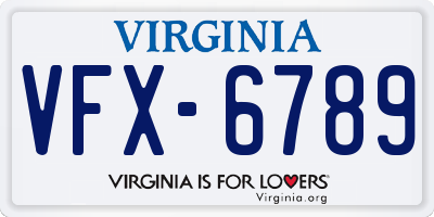 VA license plate VFX6789