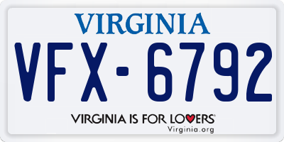 VA license plate VFX6792