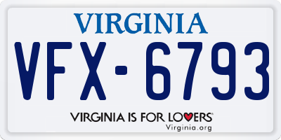 VA license plate VFX6793