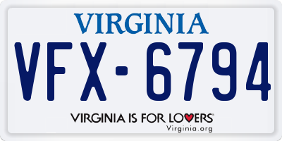 VA license plate VFX6794