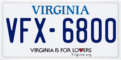 VA license plate VFX6800