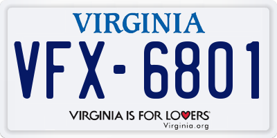 VA license plate VFX6801