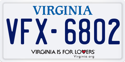 VA license plate VFX6802