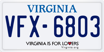 VA license plate VFX6803