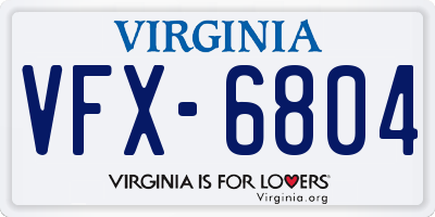 VA license plate VFX6804