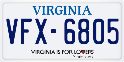 VA license plate VFX6805