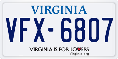 VA license plate VFX6807