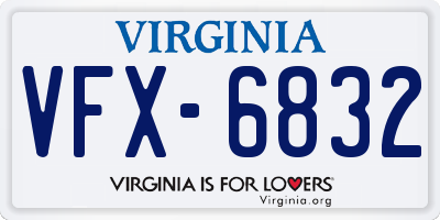 VA license plate VFX6832