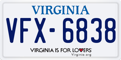 VA license plate VFX6838