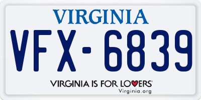 VA license plate VFX6839