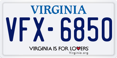 VA license plate VFX6850