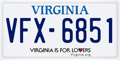 VA license plate VFX6851