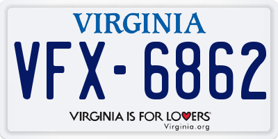 VA license plate VFX6862