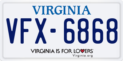 VA license plate VFX6868