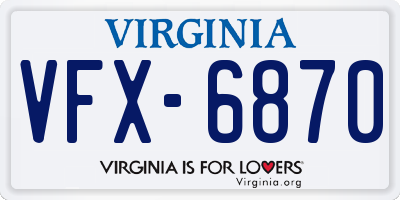 VA license plate VFX6870