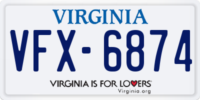 VA license plate VFX6874