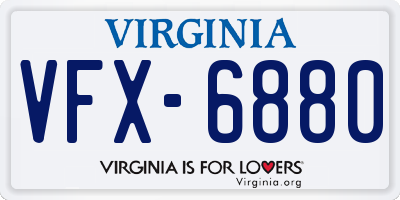 VA license plate VFX6880