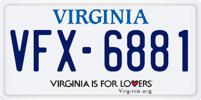 VA license plate VFX6881