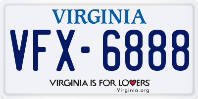 VA license plate VFX6888