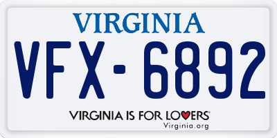 VA license plate VFX6892