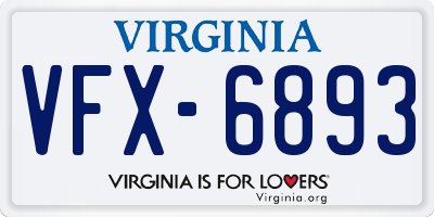 VA license plate VFX6893