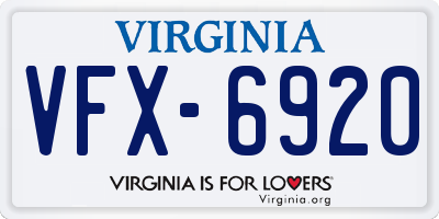 VA license plate VFX6920