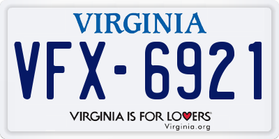 VA license plate VFX6921