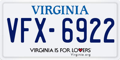 VA license plate VFX6922