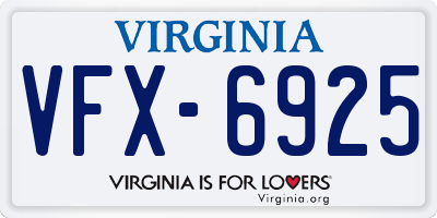 VA license plate VFX6925