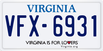 VA license plate VFX6931