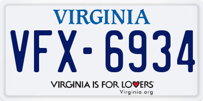 VA license plate VFX6934
