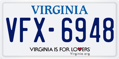 VA license plate VFX6948