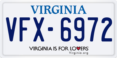 VA license plate VFX6972