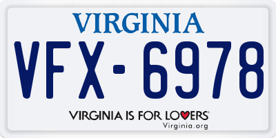 VA license plate VFX6978