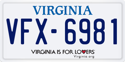 VA license plate VFX6981