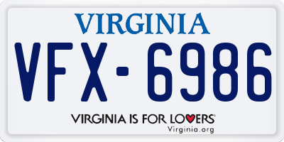 VA license plate VFX6986