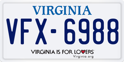 VA license plate VFX6988