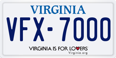 VA license plate VFX7000