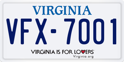VA license plate VFX7001