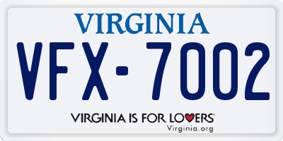 VA license plate VFX7002