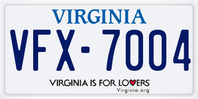 VA license plate VFX7004